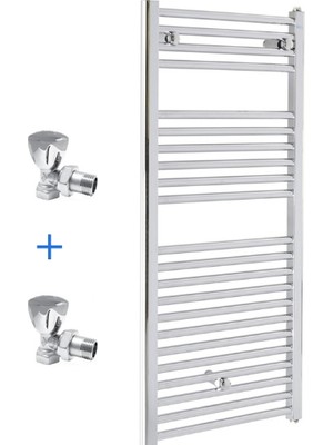 E.C.A. 500×1100 mm Düz Krom Havlupan Seti 2 Adet Krom Vanası ile Isıtma ve Kurutma İçin (Montaj Hariç)