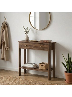 Maison Luré Dresuar 90 cm Çift Çekmeceli Ceviz Çok Amaçlı Dolap