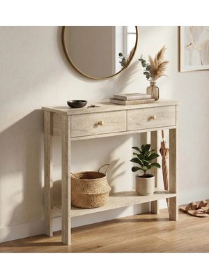 Maison Luré Dresuar 90 cm Çift Çekmeceli Antre Hol Traverten