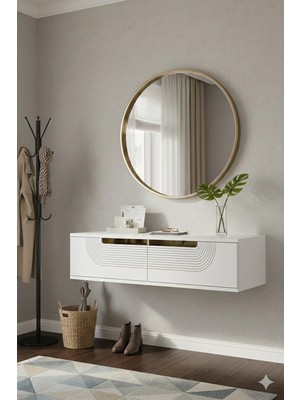 Maison Luré Dresuar Meyra Antre Hol Rafı Beyaz-Gold 120CM