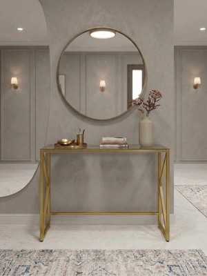 Maison Luré Dresuar Gold Lüks Füme Temperli Camlı 100X80X30 cm