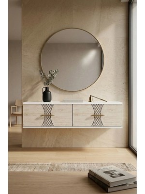 Maison Luré Dresuar Slım , Antre Hol Rafı Beyaz - Traverten 120 cm