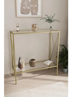 Maison Luré Dresuar Florya Gold (Eskitme) Metal - Şeffaf Cam