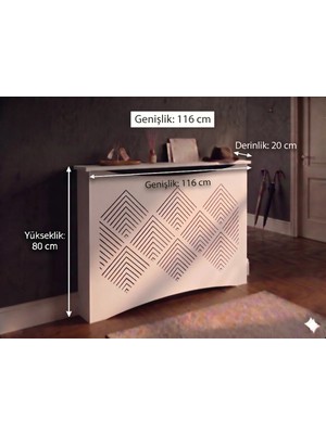 Maison Luré Dresuar Kalorifer Petek Önü Kapatma, Iç Ölçü 116 cm Mobilya, Petek Kaplama,