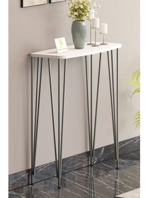 Maison Luré Dresuar 80CM Beyaz Kahve Köşesi Konsol Modern Raf
