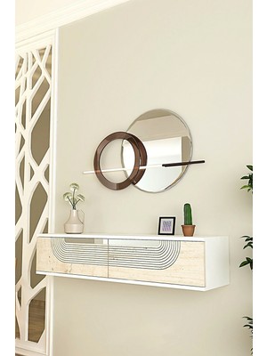 Maison Luré Dresuar Meyra Antre Hol Rafı Beyaz-Traverten-Silver 120CM
