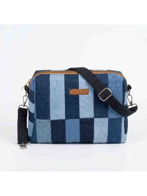 Mavicenza Kadın El Yapımı Denim Patchwork Çapraz Askılı Omuz Çantası Günlük Kot Çanta