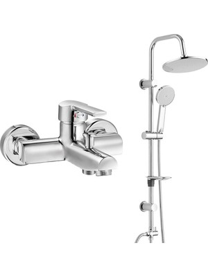 E.c.a. Delta Banyo Bataryası+T-May Banyo Lidya Oval Tepe Duş Takımı Seti - Krom - Paslanmaz