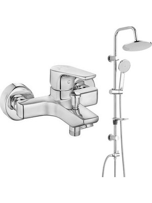 E.c.a. Niobe Banyo Bataryası + T-May Banyo Lidya Oval Tepe Duş Takımı Seti - Krom - Paslanmaz
