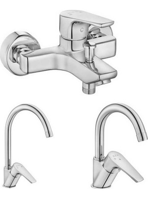 E.c.a. Niobe 3'lü Batarya Seti 482 Banyo + 054 Lavabo + 098 Eviye Krom