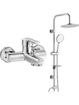 E.c.a. Delta Banyo Bataryası+T-May Banyo Bostan Oval Tepe Duş Takımı Seti - Krom - Paslanmaz