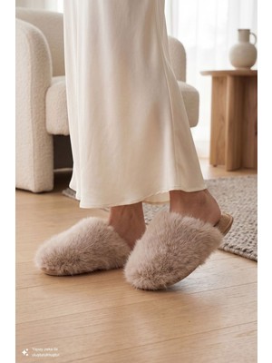 Twigy Ella Peluş Kadın Ev Terliği Bej 37/41