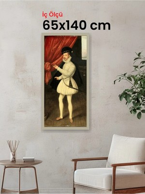 Hars Vintage Eskitme Beyaz Çok Renkli Çerçeve 65 x 140 cm Camlı