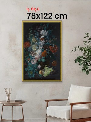 Hars Royal Klasik Desenli Altın Çerçeve 78 x 122 cm Şeffaf Korumalı Pvc