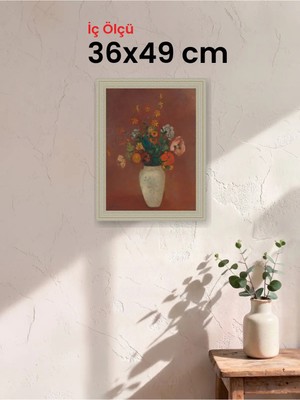 Hars Vintage Eskitme Beyaz Çok Renkli Çerçeve 36 x 49 cm Şeffaf Korumalı Pvc