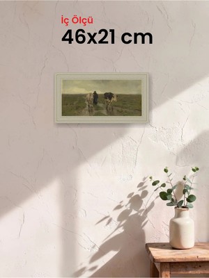 Hars Vintage Eskitme Beyaz Çok Renkli Çerçeve 46 x 21 cm Şeffaf Korumalı Pvc