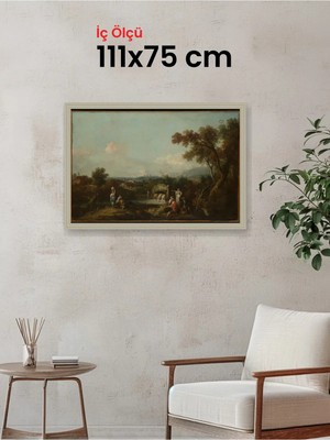 Hars Vintage Eskitme Beyaz Çok Renkli Çerçeve 111 x 75 cm Şeffaf Korumalı Pvc