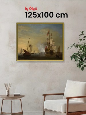 Hars Royal Klasik Desenli Altın Çerçeve 125 x 100 cm Şeffaf Korumalı Pvc
