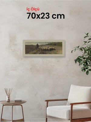 Hars Vintage Eskitme Beyaz Çok Renkli Çerçeve 70 x 23 cm Camlı