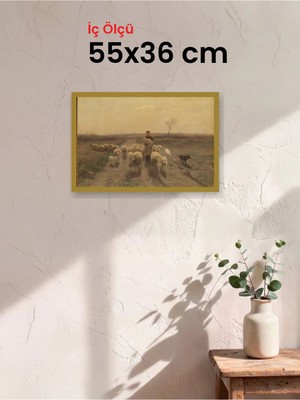 Hars Slim Ince Profil Altın Çerçeve 55 x 36 cm Camlı