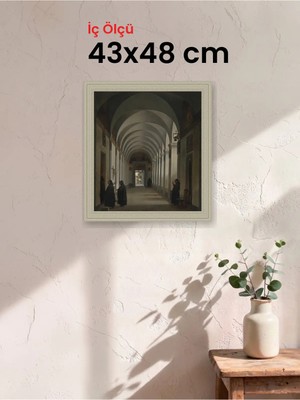 Hars Vintage Eskitme Beyaz Çok Renkli Çerçeve 43 x 48 cm Şeffaf Korumalı Pvc