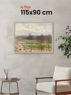Hars Vintage Eskitme Beyaz Çok Renkli Çerçeve 115 x 90 cm Şeffaf Korumalı Pvc