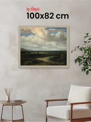 Hars Vintage Eskitme Beyaz Çok Renkli Çerçeve 100 x 82 cm Şeffaf Korumalı Pvc
