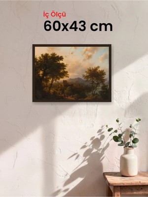 Hars Slim Ince Profil Kahverengi Çerçeve 60 x 43 cm Şeffaf Korumalı Pvc