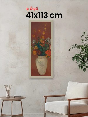 Hars Vintage Eskitme Beyaz Çok Renkli Çerçeve 41 x 113 cm Şeffaf Korumalı Pvc