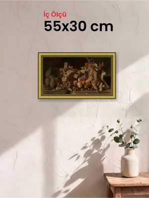 Hars Royal Klasik Desenli Altın Çerçeve 55 x 30 cm Şeffaf Korumalı Pvc