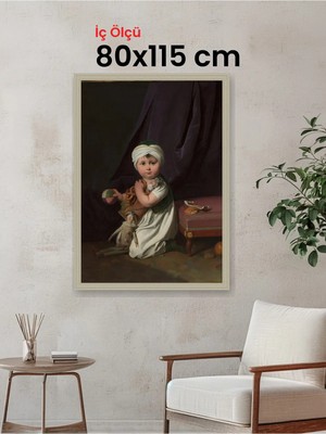 Hars Vintage Eskitme Beyaz Çok Renkli Çerçeve 80 x 115 cm Camlı