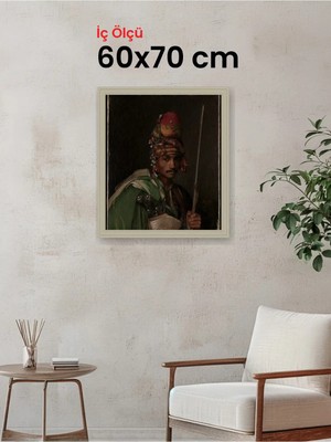 Hars Vintage Eskitme Beyaz Çok Renkli Çerçeve 60 x 70 cm Şeffaf Korumalı Pvc
