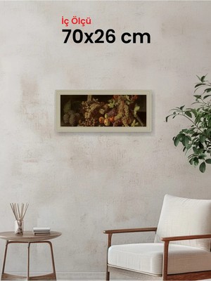 Hars Vintage Eskitme Beyaz Çok Renkli Çerçeve 70 x 26 cm Şeffaf Korumalı Pvc