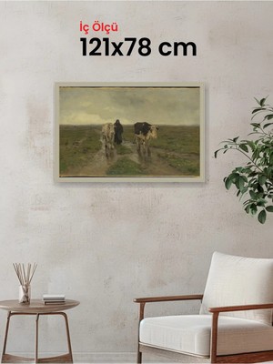 Hars Vintage Eskitme Beyaz Çok Renkli Çerçeve 121 x 78 cm Camlı
