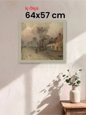 Hars Vintage Eskitme Beyaz Çok Renkli Çerçeve 64 x 57 cm Şeffaf Korumalı Pvc