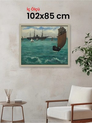 Hars Vintage Eskitme Beyaz Çok Renkli Çerçeve 102 x 85 cm Şeffaf Korumalı Pvc