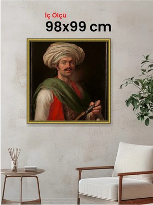 Hars Royal Klasik Desenli Altın Çerçeve 98 x 99 cm Şeffaf Korumalı Pvc