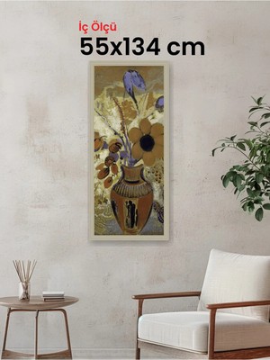 Hars Vintage Eskitme Beyaz Çok Renkli Çerçeve 55 x 134 cm Camlı