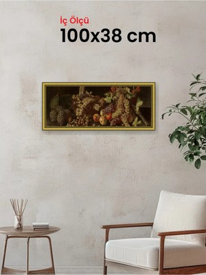 Hars Royal Klasik Desenli Altın Çerçeve 100 x 38 cm Camlı