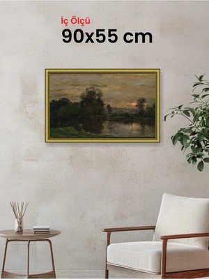 Hars Royal Klasik Desenli Altın Çerçeve 90 x 55 cm Şeffaf Korumalı Pvc