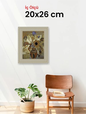 Hars Vintage Eskitme Beyaz Çok Renkli Çerçeve 20 x 26 cm Camlı