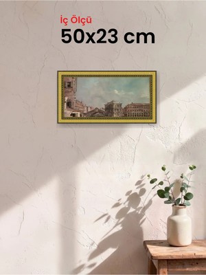 Hars Royal Klasik Desenli Altın Çerçeve 50 x 23 cm Şeffaf Korumalı Pvc