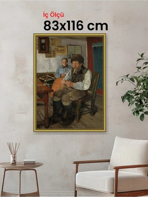 Hars Royal Klasik Desenli Altın Çerçeve 83 x 116 cm Şeffaf Korumalı Pvc