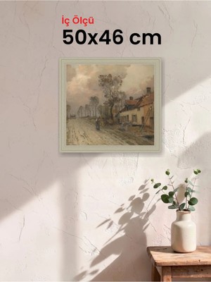 Hars Vintage Eskitme Beyaz Çok Renkli Çerçeve 50 x 46 cm Şeffaf Korumalı Pvc