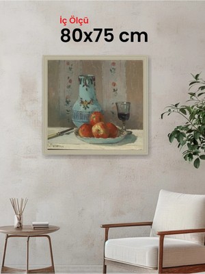 Hars Vintage Eskitme Beyaz Çok Renkli Çerçeve 80 x 75 cm Camlı