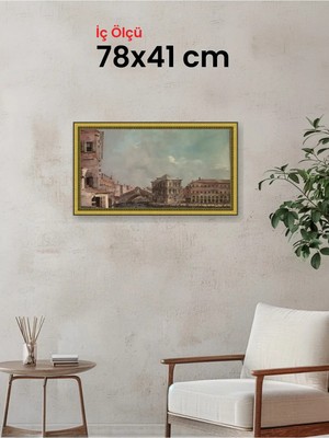 Hars Royal Klasik Desenli Altın Çerçeve 78 x 41 cm Şeffaf Korumalı Pvc
