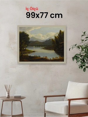 Hars Vintage Eskitme Beyaz Çok Renkli Çerçeve 99 x 77 cm Camlı