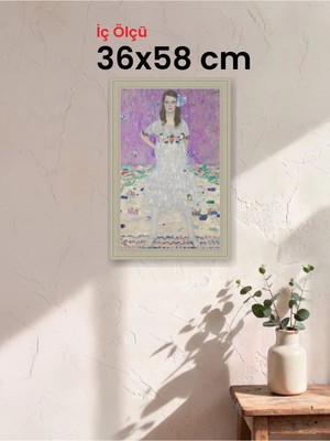 Hars Vintage Eskitme Beyaz Çok Renkli Çerçeve 36 x 58 cm Şeffaf Korumalı Pvc