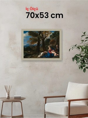 Hars Vintage Eskitme Beyaz Çok Renkli Çerçeve 70 x 53 cm Şeffaf Korumalı Pvc