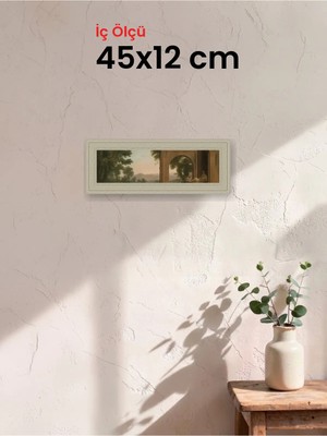 Hars Vintage Eskitme Beyaz Çok Renkli Çerçeve 45 x 12 cm Şeffaf Korumalı Pvc